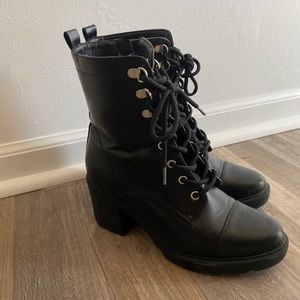 Lace up heeled combat boots